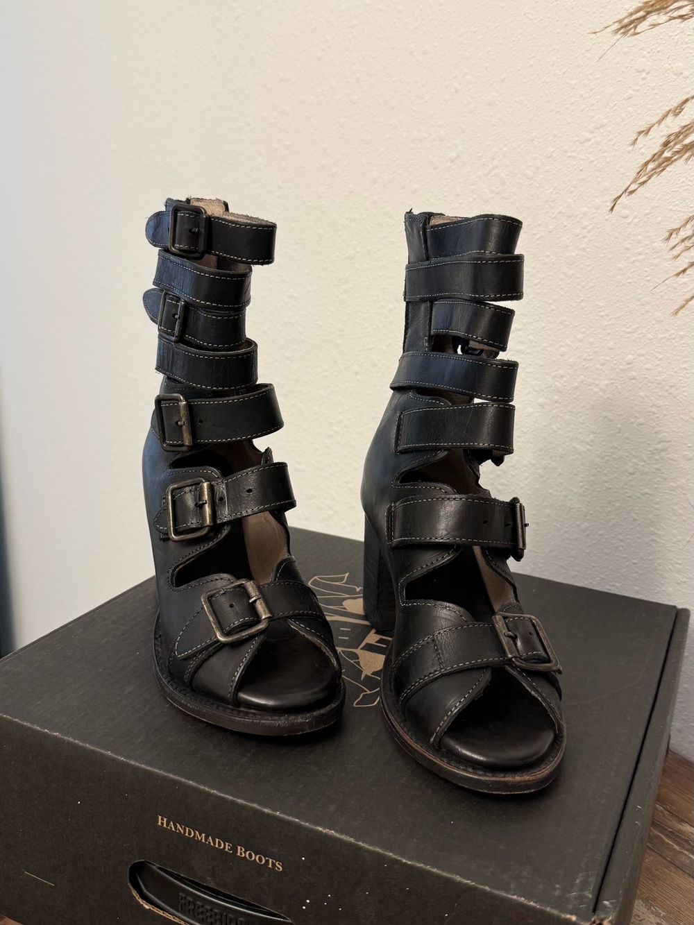 freebird Black Multi-Buckle Strappy Heeled Sandals